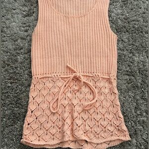 Peach Knit Sleeveless Top